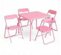 Table pour enfants avec chaises - Ensemble pliable 5 pièces - Table d'activité pour crèche, salle de jeux et salle de classe - Structure en métal - Rose