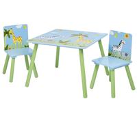 Table pour enfants avec chaises GINGER HOME, idéale pour dessiner, jouer, manger, en bois, pour chambre d'enfant, collection SAVANNA