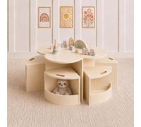 Table pour enfants Baninni avec 4 chaises, couleur sable clair