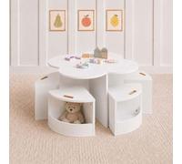 Table pour enfants Baninni avec 4 chaises, modèle Cloudy, couleur blanche
