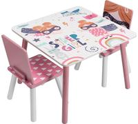 Table pour enfants Happyment® avec 2 chaises – Meubles pour chambre d'enfant – Meubles pour enfants – Table de jeu – Bureau pour enfants – Rose – Ensemble de chaises pour enfants – Saint Nicolas et ca