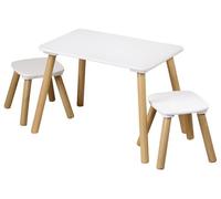 Table pour enfants KESPER avec 2 chaises, blanche, sans dossier, conçue pour les enfants (référence : 1770713)
