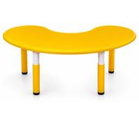 Table pour enfants réglable en hauteur (43–51 cm) – Table en demi-lune jaune (120 x 65 cm) – Bureau pour enfants en plastique, table multifonctionnelle en forme de lune pour garçons et filles de 2 à 1
