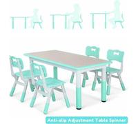 Table pour enfants verte à hauteur réglable avec 4 chaises