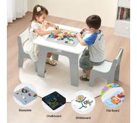 Table pour enfants VEVOR 597x597x495 mm, table d'activités 4 en 1 & 2 chaises, plateau double face avec graffiti & briques, -table de jeu avec espace de rangement, cadeau pour enfants à partir de 3 an