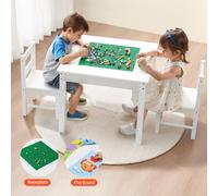 Table pour enfants VEVOR 650 x 650 x 532 mm, table d'activités & 2 chaises, table de construction 150 kg, plateau double face, table de jeu en bois avec espace de rangement, cadeau pour enfants à part