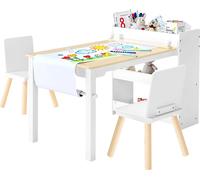 Table pour enfants VEVOR avec 2 chaises & armoire de rangement à 3 étages, ensemble de tables de dessin pour apprendre à lire dessiner écrire, groupe de sièges pour enfants garderie, table de bricolag