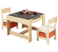Table pour enfants VEVOR avec 2 chaises & boîte de rangement en tissu sous les chaises, ensemble de tables de dessin pour apprendre à lire dessiner écrire, groupe de sièges pour enfants garderie, tabl