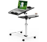 Table Pour Ordinateur Portable à Roulettes - LDSZXNE - Hauteur Réglable - Plateau Inclinable - Noir