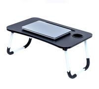 Table pour ordinateur portable pliable noire 60 x 40 x 28 cm - table de lit, plateau petit-déjeuner, livre et lecture, bureau, salon