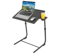 Table pour Ordinateur Portable Pliante et Réglable en Hauteur - Noir - 1x Petit Pliable Bureau à Domicile avec Plan de Travail en Plastique, Cadre Métallique et Porte-Gobelet - par Harbour Housewares