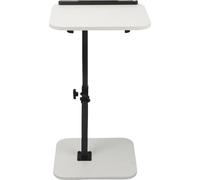 Table pour ordinateur portable - Table de lit à roulettes - Réglable en hauteur - Plateau en bois 15 mm - Avec serre-livres - Blanc