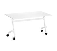 Table rabattable L 140 x P 70 cm blanche Bruneau Practika Plus pieds blanc - - Bruneau