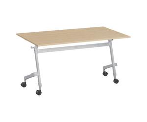 Table rabattable L 140 x P 70 cm chêne clair Bruneau Practika Plus pieds aluminium - - Bruneau