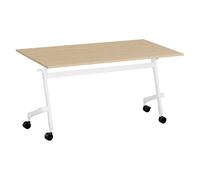 Table rabattable L 140 x P 70 cm chêne clair Bruneau Practika Plus pieds blanc - - Bruneau