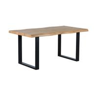 Table rectangulaire 160x90 cm effet bois, pieds en métal, design moderne, pour 6 personnes, pour cuisine et salle à manger DEXTER