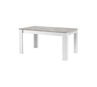 Table Rectangulaire 160x90cm Laquée Blanc Brillant et Gris Marbré - DENAE -