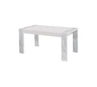 Table Rectangulaire 160x90cm Laquée Blanc et Effet Marbre - PRAVA -
