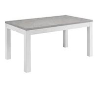 Table Rectangulaire 160x90cm Laquée Blanc et Gris Marbré - DEYTON -