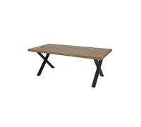 Table Rectangulaire 200cm Aspect Bois Piètement X Métal Noir - DENVER -