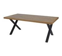 Table Rectangulaire 200cm Aspect Bois Piètement X Métal Noir - DENVER - ALTOBUY Marron G