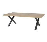 Table Rectangulaire 230cm Aspect Bois Piètement X Métal Noir - CANYON - ALTOBUY Marron G