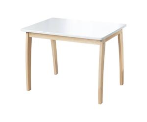 Table Rectangulaire À Pieds Arrondis En Bois Massif Blanc Et Naturel TU