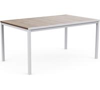 Table rectangulaire avec structure en acier aspect bois, pour l'intérieur et l'extérieur, modèle Porto - 159 x 95 x H 75 cm