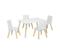 Table rectangulaire enfant bois de pin 4 assises blanc - Judith