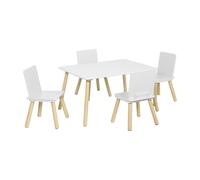 Table Rectangulaire Enfant Bois De Pin 4 Assises - Judith Blanc TU