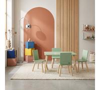 Table Rectangulaire Enfant Bois De Pin 4 Assises - Judith Vert TU