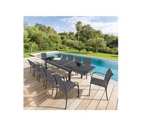 Table rectangulaire ext. verre Piazza 12 p. graphite Hespéride