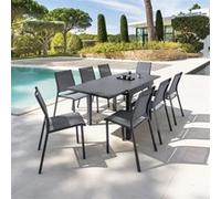 Table rectangulaire extensible Piazza 8 p. graphite Hespéride gris G