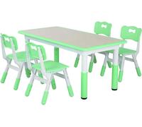 Table rectangulaire pour enfants - Table d'activités avec 6 chaises - Hauteur réglable 48-60 cm - Dimensions 120x60 cm - Pour 2-10 ans - Vert