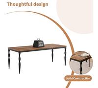 Table rectangulaire - Table basse - Pour 6 personnes - 200 cm - Structure en métal - Colonne de rangement - Style rétro