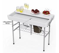 Table réfrigérée pour buffet de glaces - Table de jardin pliante - Table de service rectangulaire pour réceptions - Acier inoxydable et plastique - Pour 8 personnes - Blanche