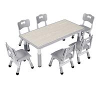 Table réglable pour enfants et 6 chaises, bois synthétique résistant, design moderne, 472 (L) * 236 (l) * 189 / 236 (H)