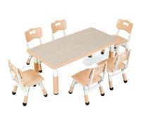 Table réglable pour enfants et 6 chaises, bois synthétique résistant, design moderne, 472 (L) * 236 (l) * 189 / 236 (H)