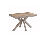 Table repas 120x80cm allongeable plateau en verre et céramique finition chêne pied étoile sable - XENON - ALTOBUY