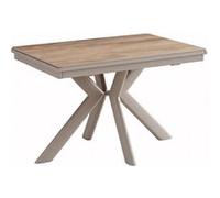 Table repas 120x80cm allongeable plateau en verre et céramique finition chêne pied étoile sable - XENON - ALTOBUY