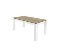 Table Repas 180cm Blanc Laqué Brillant Plateau Aspect Bois Cadiz - CADIZ -