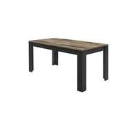 Table Repas 180cm Noir Mat Plateau Aspect Bois Antik - OTELLO -