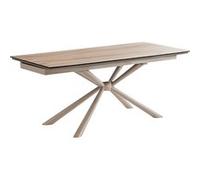 Table repas 180x90cm allongeable plateau en verre et céramique finition chêne pied étoile sable - ECLIPSE - ALTOBUY Beige