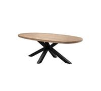 Table repas 200cm plateau ovale aspect bois finition Houston Oak pied métal étoile - HOUSTON - ALTOBUY Marron