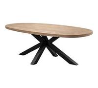 Table repas 200cm plateau ovale aspect bois finition Houston Oak pied métal étoile - HOUSTON - ALTOBUY Marron
