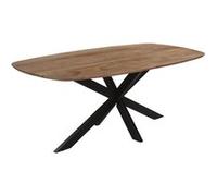 Table Repas 200cm Plateau Ovale en Acacia Massif Pieds Métal Noir - ROMANE - ALTOBUY Marron G