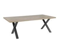 Table Repas Coins Arrondis 200cm Aspect Bois Piètement X Métal Noir - CANYON -