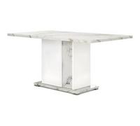 Table repas fixe 160x90cm pied central laqué blanc et imitation marbre - ETOLIS - ALTOBUY