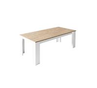 Table Repas Laquée Blanc Brillant Aspect Bois - CHRIS OAK -