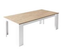 Table Repas Laquée Blanc Brillant Aspect Bois - CHRIS OAK - ALTOBUY Marron G